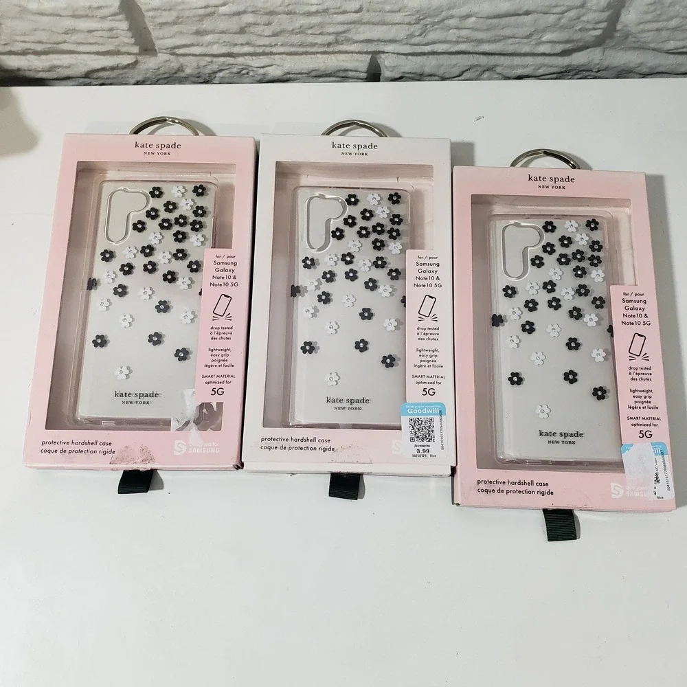 Kate Spade Phone Case Samsung Galaxy Note 10 Clear Black White‎ Floral Hardshell